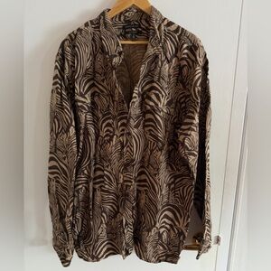 Banana Republic Men's Zebra Print Shirt Jacket - Brown and Cream
